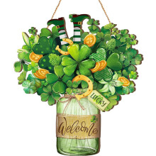 Multipurpose Patrick's Day Wreath Four Leaf Clovers Pendant-6