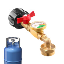 Propane Refill Adapter Solid Brass 1Lb with Valve and Gauge Tank Connector for QCC1 Type1 Propane Tank