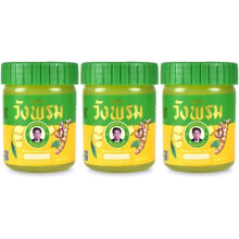 Pack 3 Baumes Wang Prom Gelb (3x50g) - Kräutermassage - Lindert Schmerzen - Aromatherapie aus Thailand.