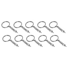 10 Stück schwarze Metall-Schlüsselring mit Kette 30mm DIY Schmuckzubehör