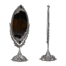 Vintage Two-Sided Zinc Alloy Makeup Mirror with Large & Small Sizes