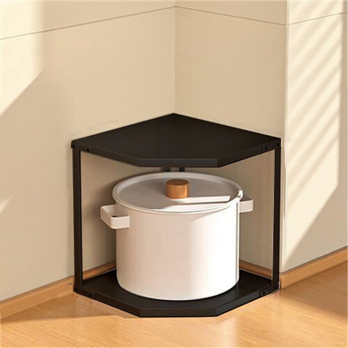 2-Layer Fan Shaped Corner Rack Black 27x27x27.6cm