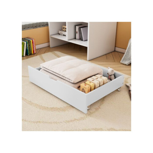 Opbergladen - 93x67x20cm - MDF - Wit - Met wieltjes