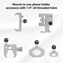 Aluminum 17mm Adapter with 1/4 Inch Thread, 17mm Socket Arm, TPU for Bike Motorcycle Phone Holder