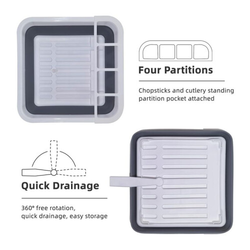 Portable Foldable Dish Rack,Kitchen Drainer for Dishes,Tableware Storage Organizer with Drying Shelf,Home Essential