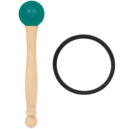 4Ensembles Maillets Bol Tibétain Bois Vert Avec Anneaux Élastiques
