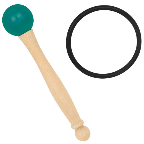 4Ensembles Maillets Bol Tibétain Bois Vert Avec Anneaux Élastiques 2