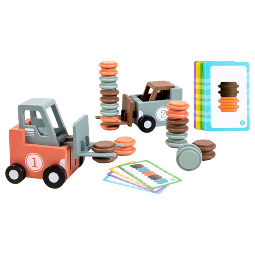 2Sets Kinder Gabelstapler Holzmodell Spaßiges Konstruktionsauto 2