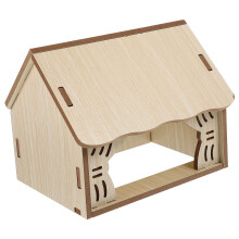 4Pcs Small Pet Wood Hideout Beige Hamster House and Guinea Pig Toy