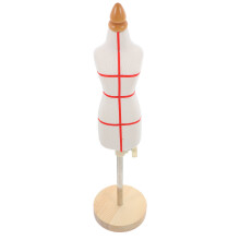 2Pièces Mannequin Couture 1/4 Beige, Buste Tissu Stretch Base Bois