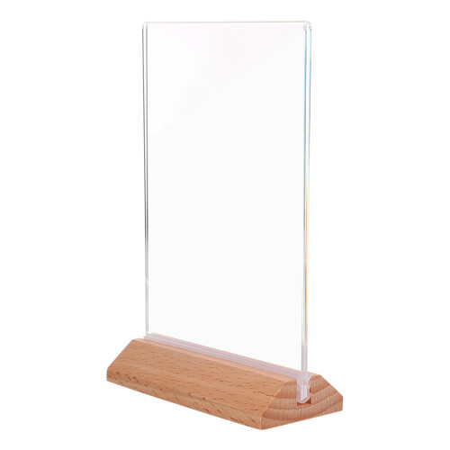 12Pcs Clear Acrylic Poster Stand Double-Sided Display with Wooden Base 1