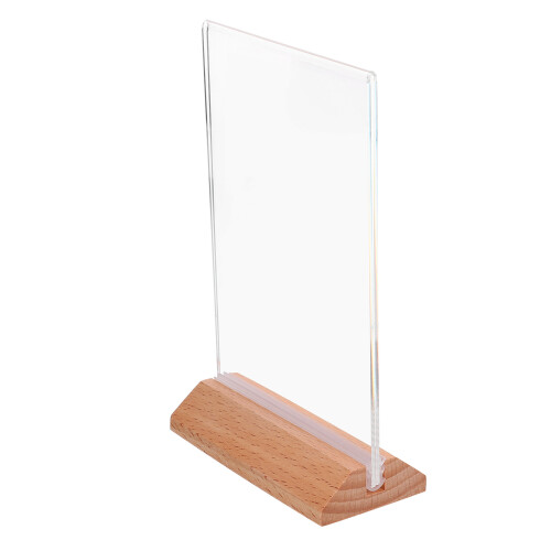 12Pcs Clear Acrylic Poster Stand Double-Sided Display with Wooden Base 2