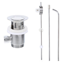 1Set Modern Silver Bathroom Sink Drain Kit with Overflow and Pivot Rod
