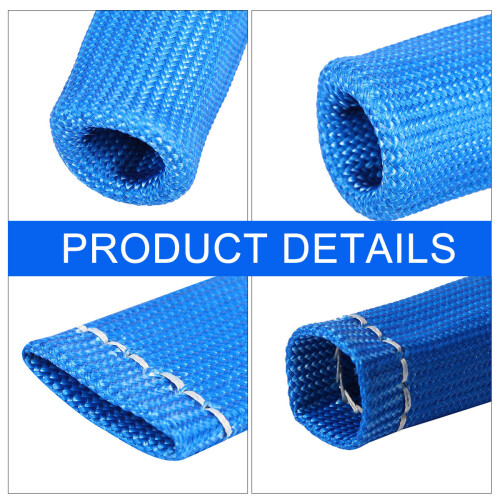 8Pcs Fiberglass Double-Layer Spark Plug Wire Case Blue Heat Shield 1