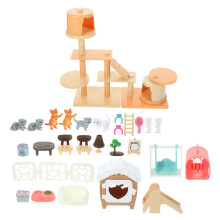 5Sets Plastic Cat Figures Playset Pretend Play Toy Set Assorted Color