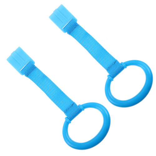 6Pcs Infant Pull Rings Nursery Blue Plastic Crib Hand Standing Assist 2