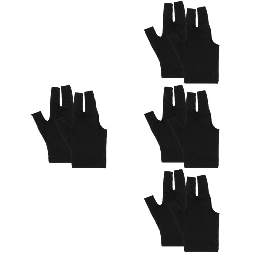 4Paren Zwarte Draagcomfort Pool Cue Gloves Met Open Drie Design 1