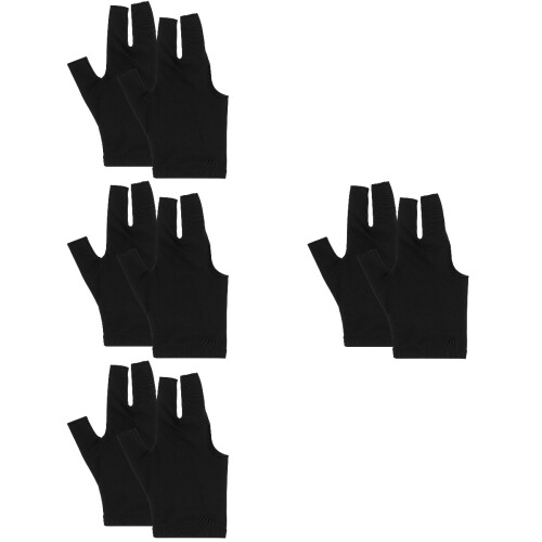 4Paren Zwarte Draagcomfort Pool Cue Gloves Met Open Drie Design 2