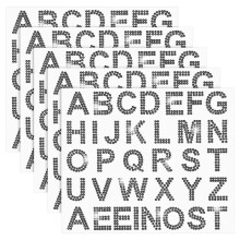 170 Stuks Zilveren Strass-Letterstickers, 5 Vellen met 34 Letters, Glitter-Bling Alfabetletterstickers, Zwart