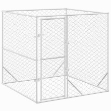 "Cercado Chenil em aço galvanizado para animais de estimação ao ar livre para cães prateado 2 x 2 x 2 m Prata 02_0041893"