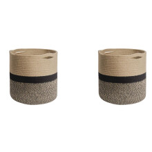 2X Storage Bins Organizer Baskets, Plant Pot Cover Woven Planter Basket Laundry Basket with Handles Modern Decor