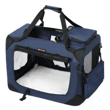 Transport bag for dog foldable dog crate blue 50 x 35 x 35
