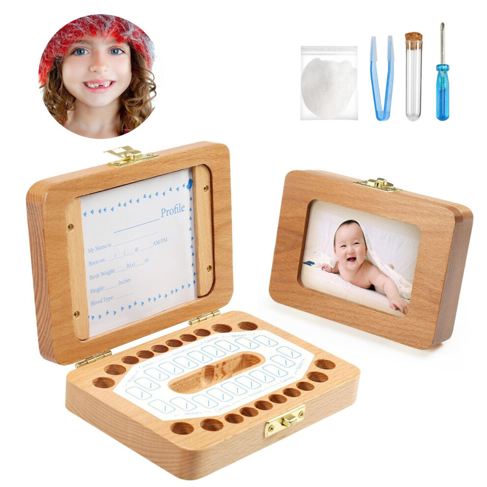 Milk Tooth Box, Baby Photo Frame, Children's Teeth Storage Box, Keepsake Boxes, Tooth Box, Birth Gift, Christening, Birthday Kit For Girls A Leadstar