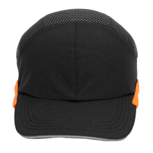 Bump Hut Baseball Kopfhalter, Modell 030, Schwarz mit orangeem Rand