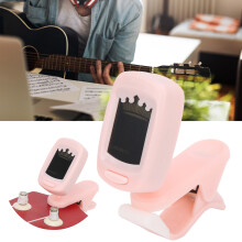 Pink Clip On Tuner for Guitar Bass Ukulele Violin with CR2032 Battery