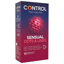 Préservatifs - Control Sensual - Dots &amp; Lines - 12 unidades - Látex natural - Tecnologia ADAPTA