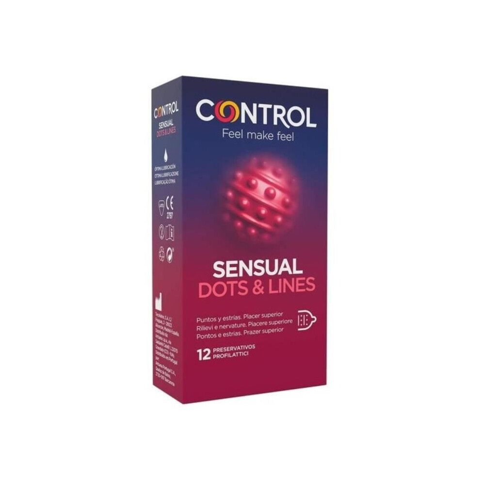 Control Condoms Condoms - Control Sensual - Dots & Lines - 12 Units - Natural Latex - Adapta Technology