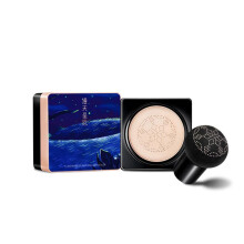 Mini-Kompaktpuder mit Magnetverschluss, Puderquaste mit Shiitake-Pilzkopf, natürliche Pflanzenformel für glatte Haut und optimale Ölregulierung