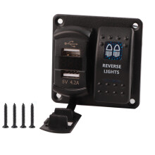 Panel de interruptores basculantes con velocidad de carga ajustable y doble puerto USB, toma de corriente impermeable, panel de interruptores