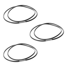 3pcs 3mm Black Rubber Cord Necklace with Stainless Steel Closure - 22 Inch