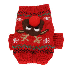 Hundeschnee Winterpullover Dick für kleine und mittelgroße Hunde Weihnachten Rot Warmes Strickpullover