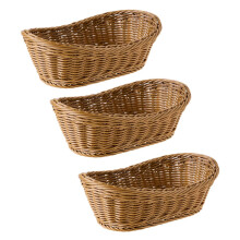 3X Oval Wicker Woven Basket Bread Basket Serving Basket, 11 Inch Storage Basket