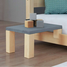 Mesa de cabeceira para fixar na cama - Cinza e madeira natural - 33 x 32 x 41 cm