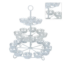 Pastry Display Stand 3 Tier for 24 Cupcakes Iron Dessert Carrier for Events