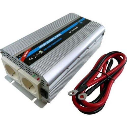 HTC TECHNIC Spannungswandler - 12V/220V - 1000 W - 2 Steckdosen