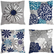 Contemporary Artistry, Double-sided Printed Linen Fabric Pillow Covers, Modern Geometry Pattern, Dusty Blue Grey, Perfect for Seasonal Decoration, Set