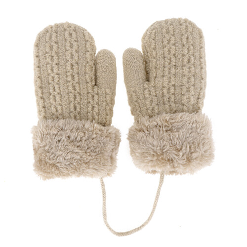 2Stk Kinder Winter Beige Strick Praktisch Warm