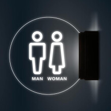 3D Toilet Identification Signs for Men and Women, Toilet Sign, Bathroom Door, 8 Inch Acrylic LED Panel for Men and Women, Wall Installation