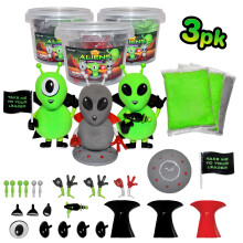 Kit artigianale Buddiez Aliens, confezione da 3 - Costruisci, gioca ed esponi 3 alieni in argilla asciugati all'aria, ideali per feste di complea
