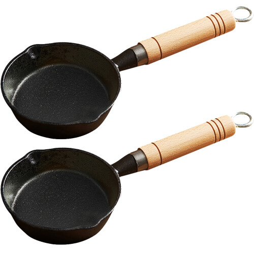 4Pièces Casserole Fonte Manche Bois Usage Cuisine 1