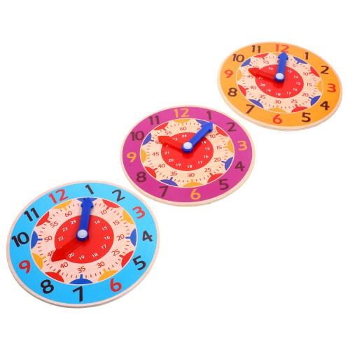 9Pièces Bois Enfant Cognition Temps Couleurs Jeu Éducatif