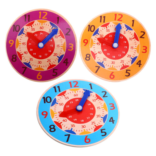 9Pièces Bois Enfant Cognition Temps Couleurs Jeu Éducatif 1