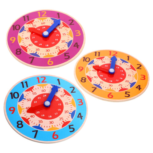 9Pièces Bois Enfant Cognition Temps Couleurs Jeu Éducatif 2
