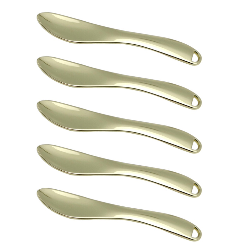 Inoomp Golden/Cream 10Pcs Shiny Metal Cosmetic Spatulas Face Makeup Spoon Set