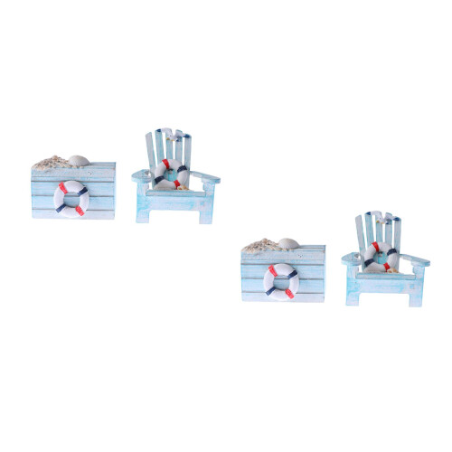 4Pièces Figurines Chaise Bois Pour Décor Intérieur Marin 2