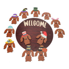 4Pcs Coffee Wooden Welcome Signs Farmhouse Style Hanging Door Ornament